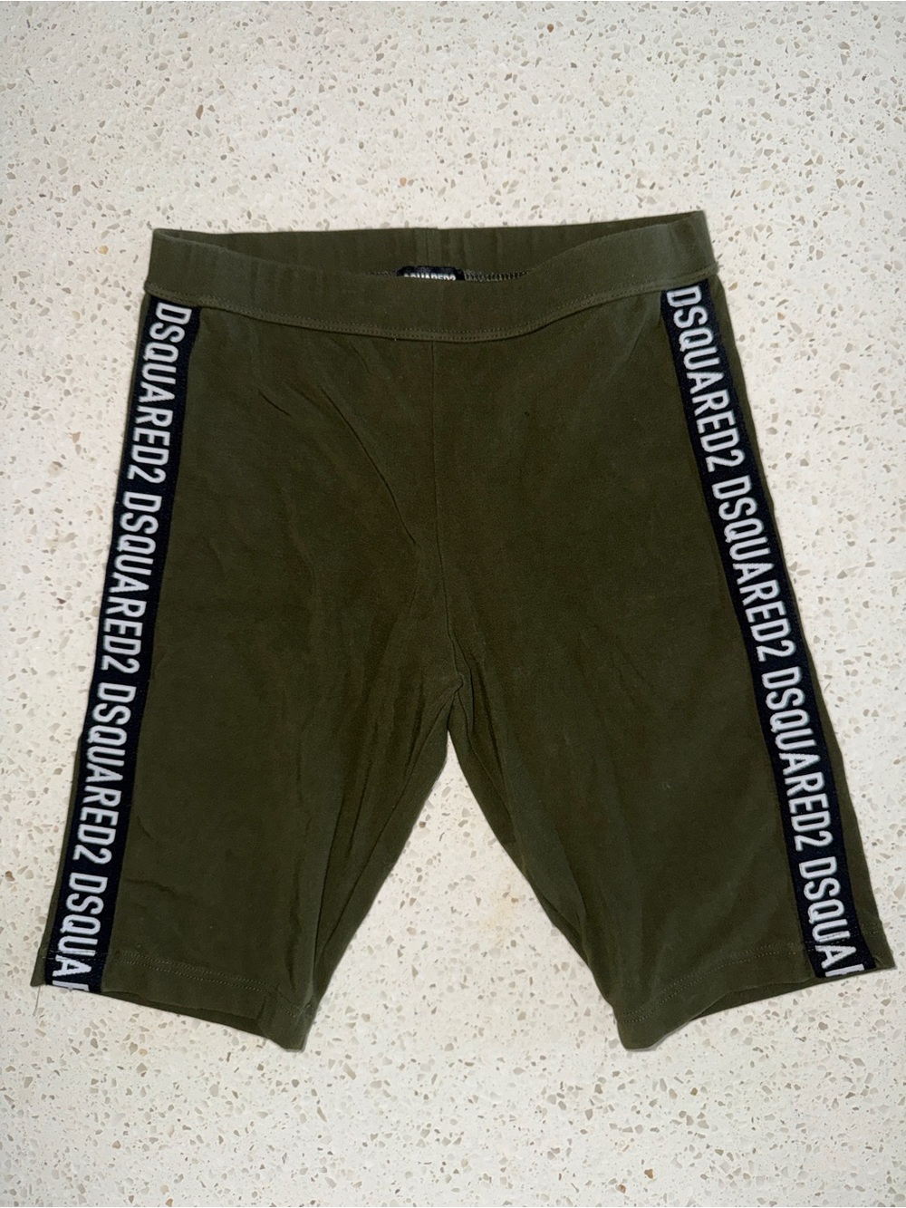 DSQUARED2 Women’s Olive Green Logo-Trim Cycling Shorts